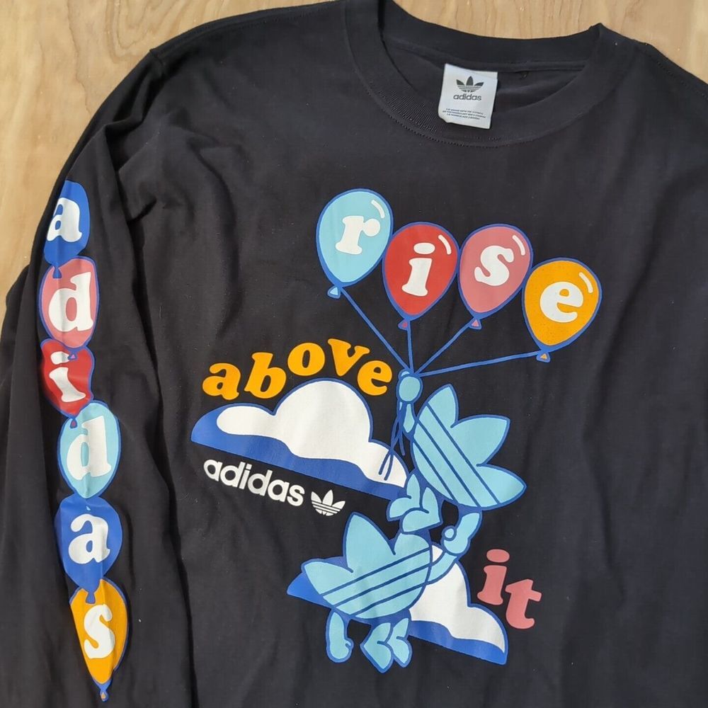 MEN'S ADIDAS‎ ORIGINALS RISE ABOVE IT TREFOIL LONG SLEEVE TEE SHIRT ~ SIZE Med